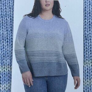 Ella Moss XXL Blue Stripe Crewneck Sweater Women’s Lightweight Knit d0377